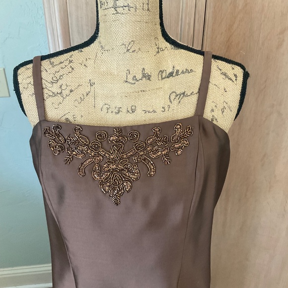 Vintage 90’s Y2k Iridescent Brown Beaded Bodice Prom Dress Maxi Fairy Rachel 12 - Picture 4 of 15